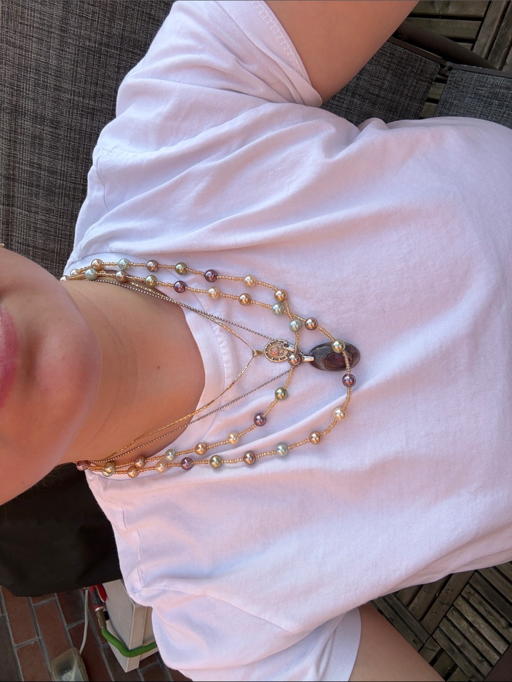 Vtg Joan Rivers Multicolor Pearl Bead Double Strand Necklace - Picture 5 of 5